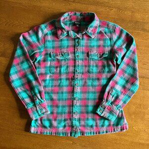 Patagonia organic pink and green flannel shirt 0